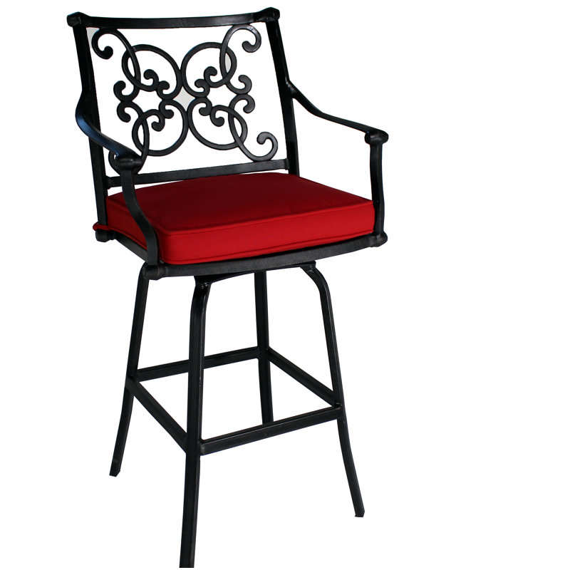 Fleur De Lis Living Elzada 28" Patio Bar Stool with Sunbrella Cushions